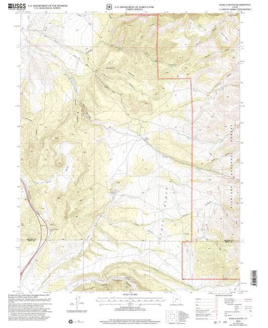 Classic USGS Kane Canyon Utah 7.5'x7.5' Topo Map Image