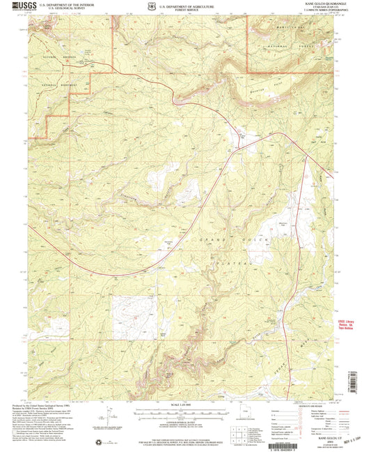 Classic USGS Kane Gulch Utah 7.5'x7.5' Topo Map Image