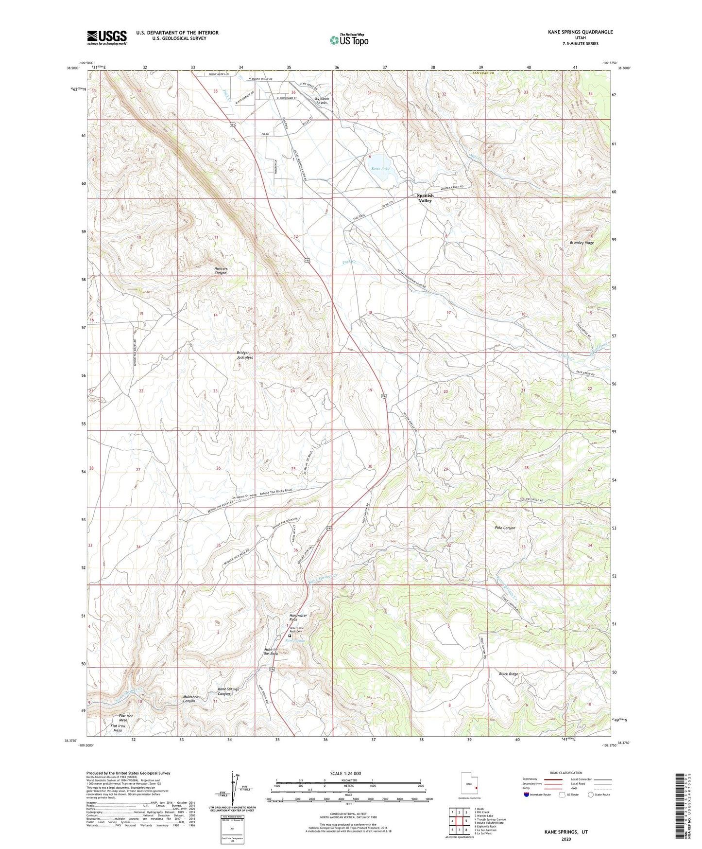Kane Springs Utah US Topo Map Image