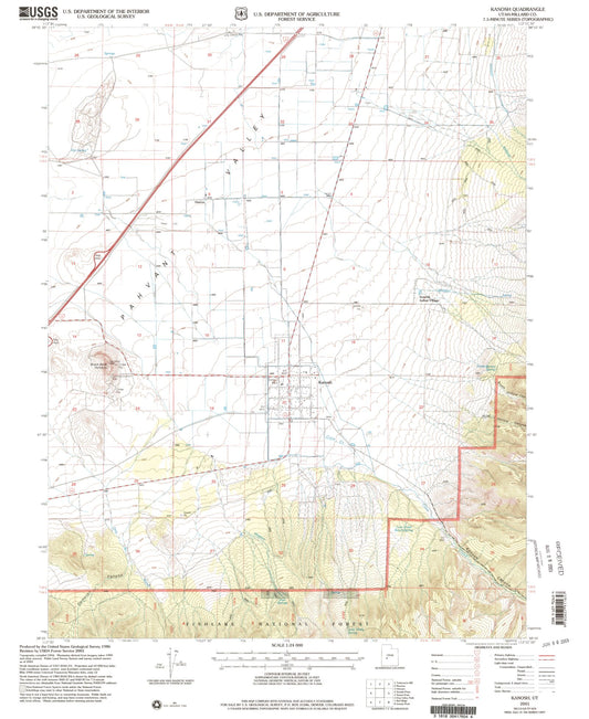 Classic USGS Kanosh Utah 7.5'x7.5' Topo Map Image