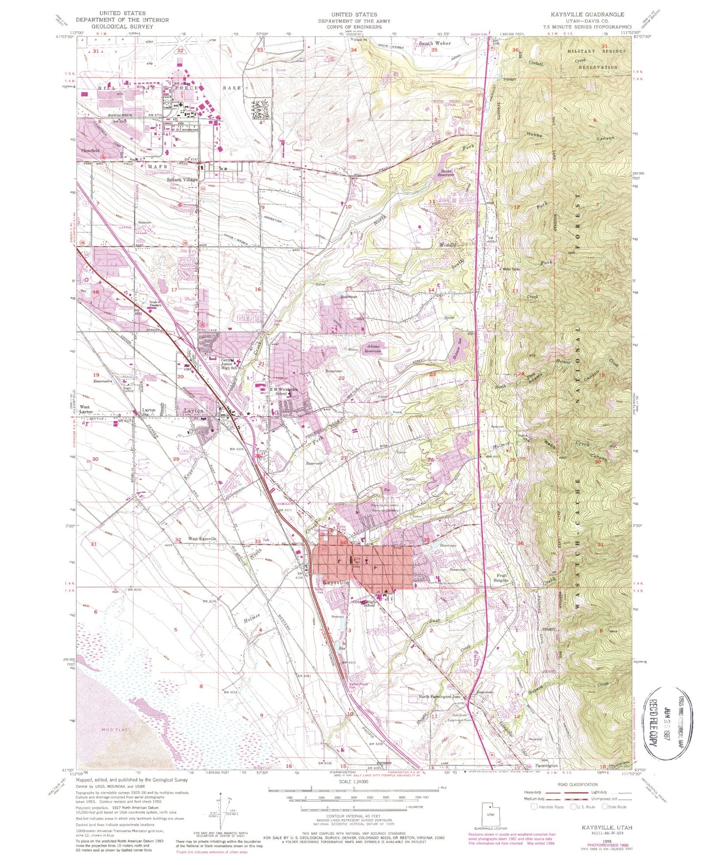 Classic USGS Kaysville Utah 7.5'x7.5' Topo Map Image