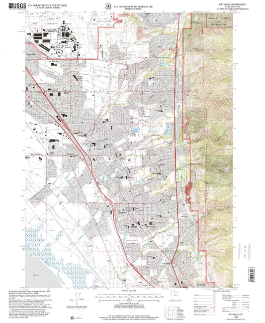 Classic USGS Kaysville Utah 7.5'x7.5' Topo Map Image