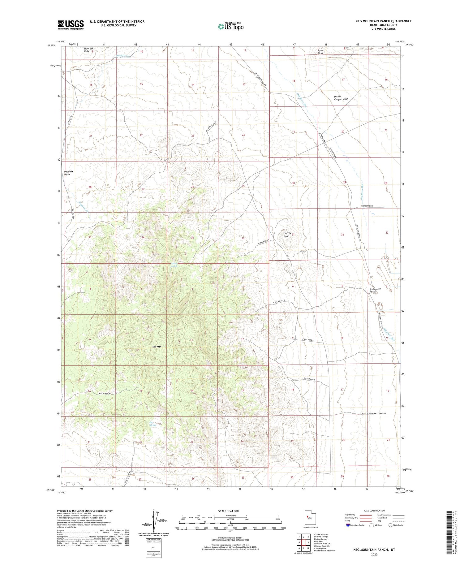 Keg Mountain Ranch Utah US Topo Map Image