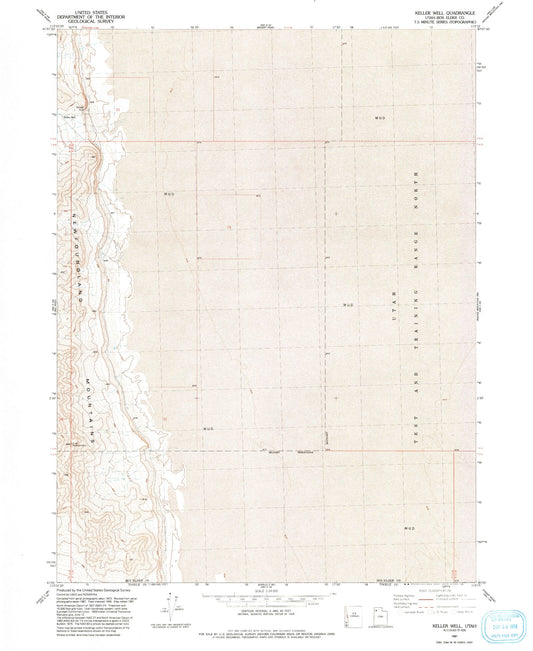 Classic USGS Keller Well Utah 7.5'x7.5' Topo Map Image