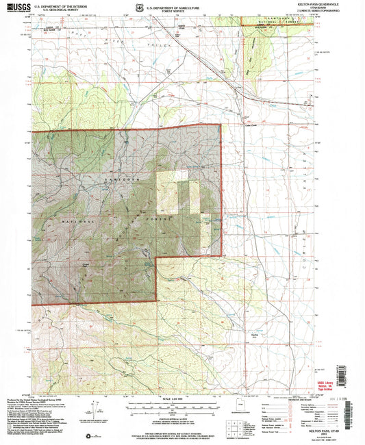 Classic USGS Kelton Pass Utah 7.5'x7.5' Topo Map Image