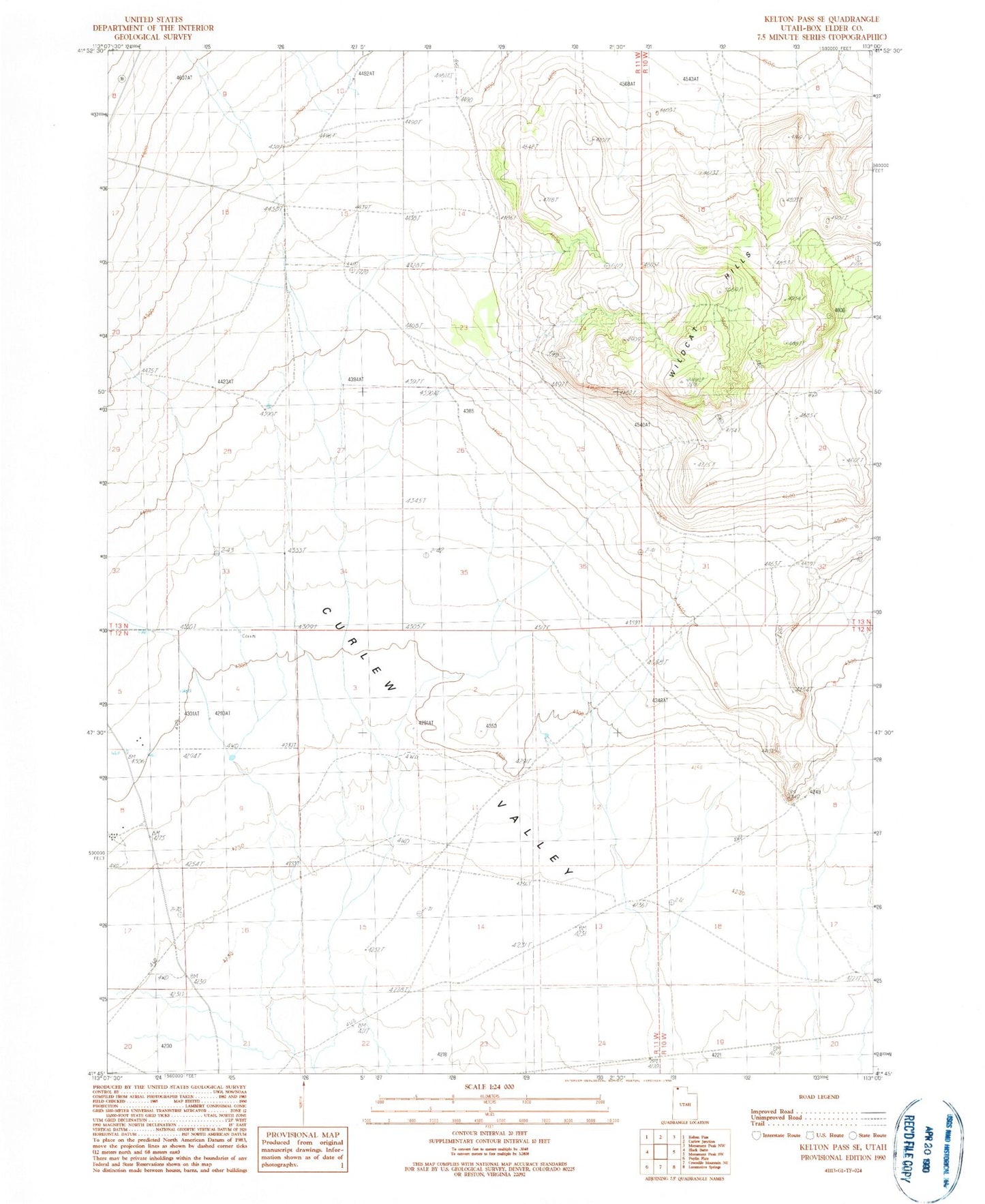 Classic USGS Kelton Pass SE Utah 7.5'x7.5' Topo Map Image