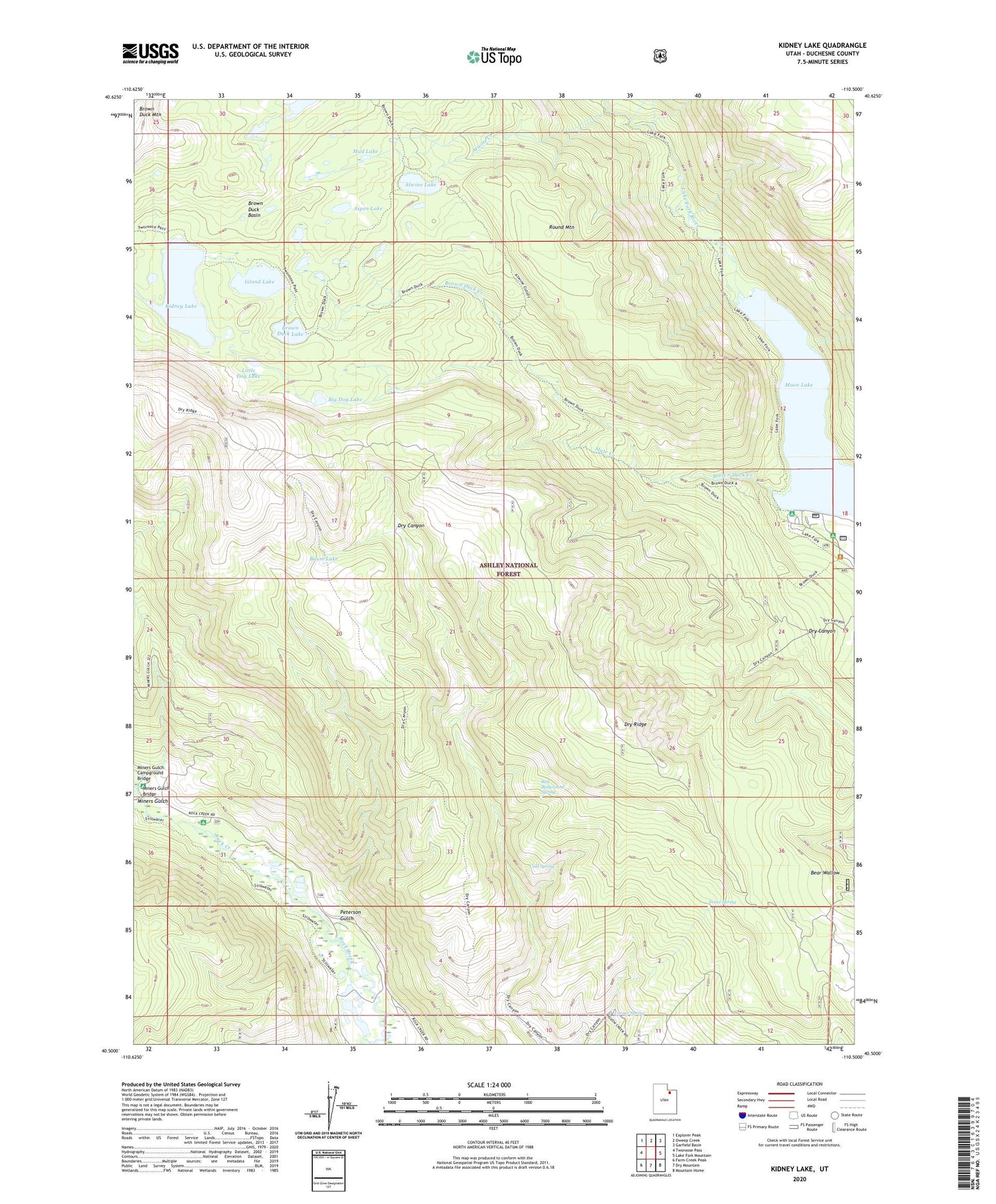 Kidney Lake Utah US Topo Map Image