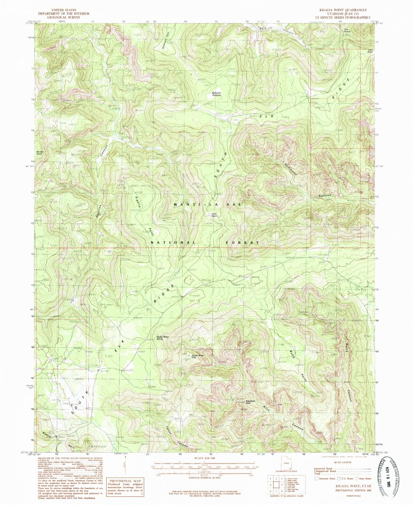 Classic USGS Kigalia Point Utah 7.5'x7.5' Topo Map Image
