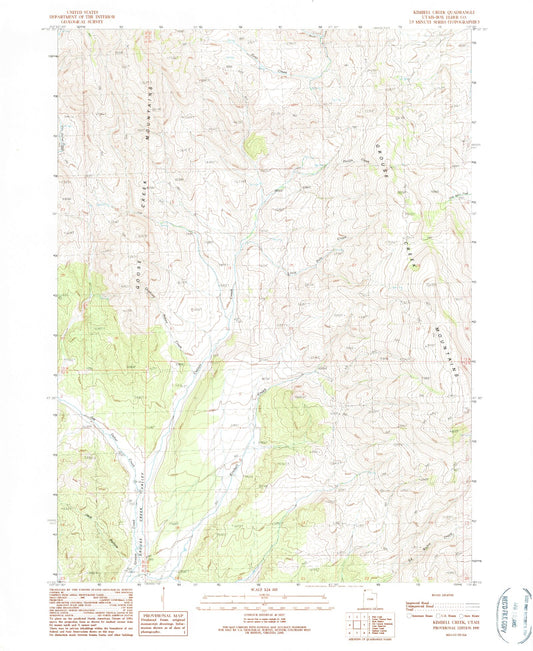 Classic USGS Kimbell Creek Utah 7.5'x7.5' Topo Map Image