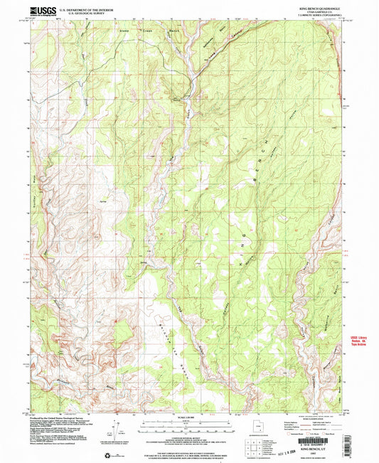 Classic USGS King Bench Utah 7.5'x7.5' Topo Map Image