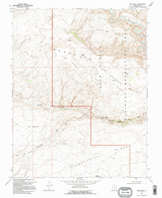 USGS Classic King Mesa Utah 7.5'x7.5' Topo Map Image