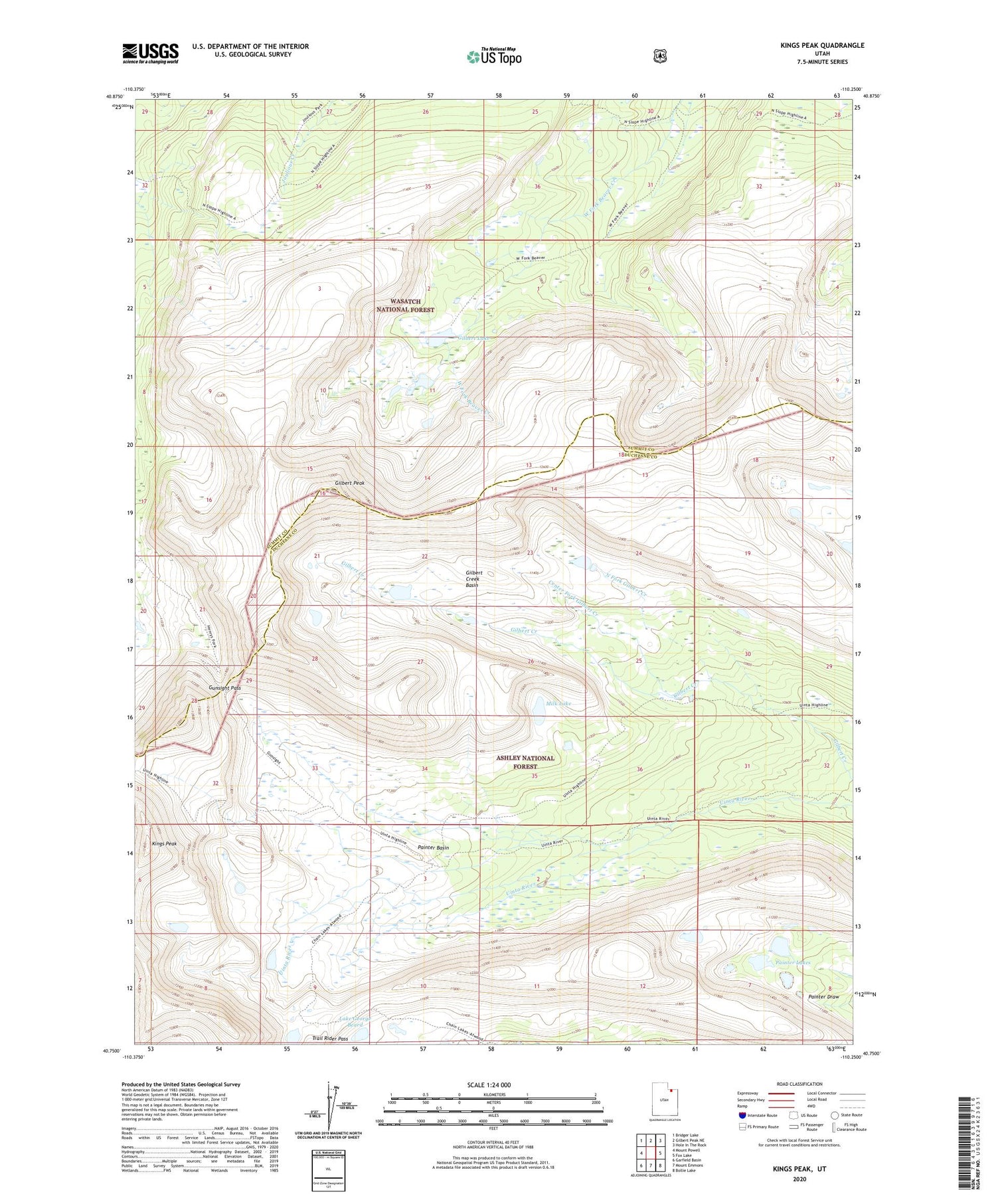 Kings Peak Utah US Topo Map Image