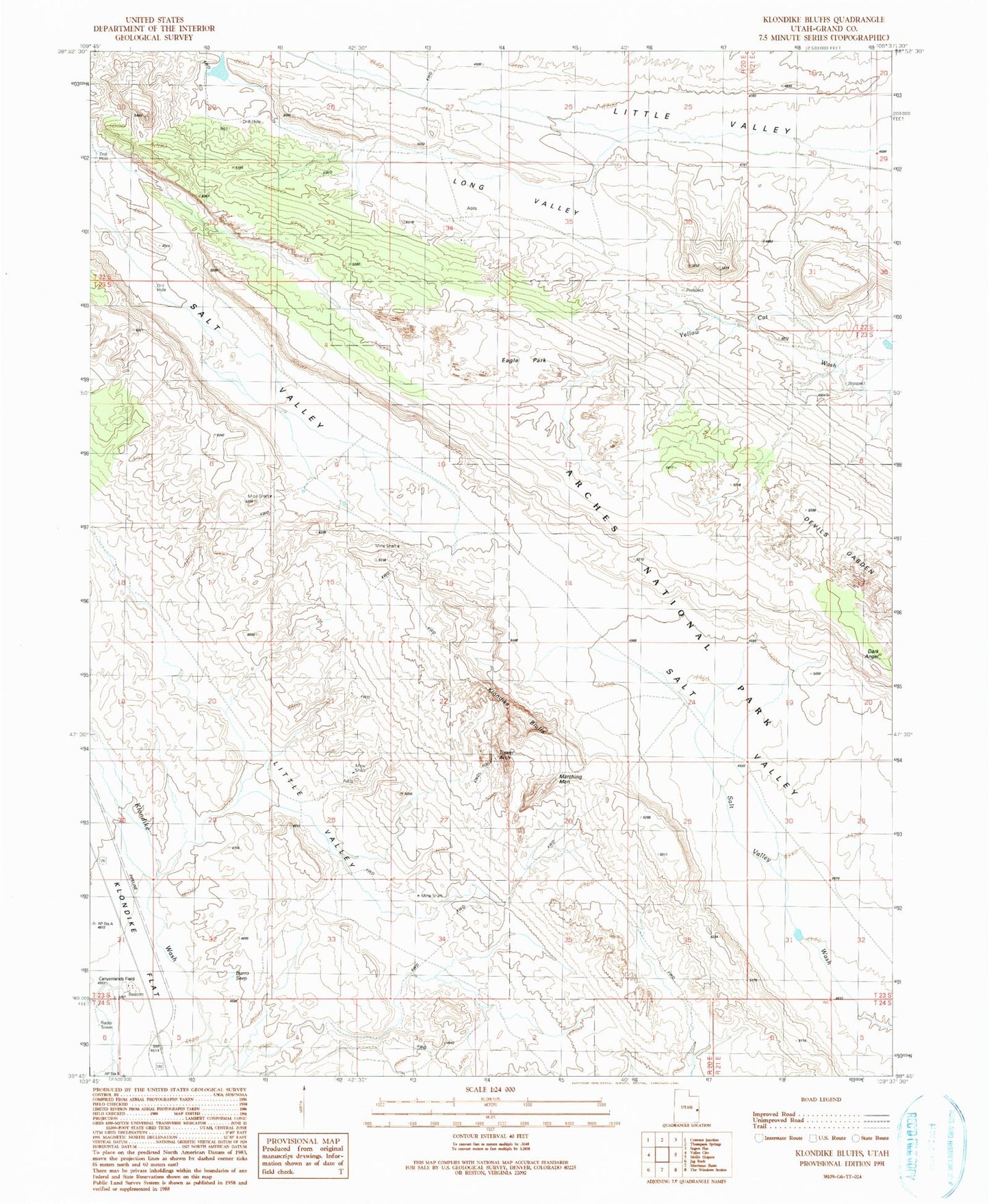 Classic USGS Klondike Bluffs Utah 7.5'x7.5' Topo Map Image