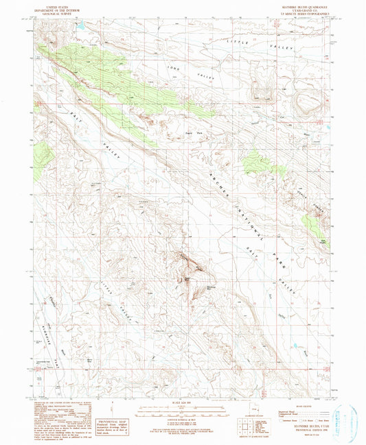 Classic USGS Klondike Bluffs Utah 7.5'x7.5' Topo Map Image