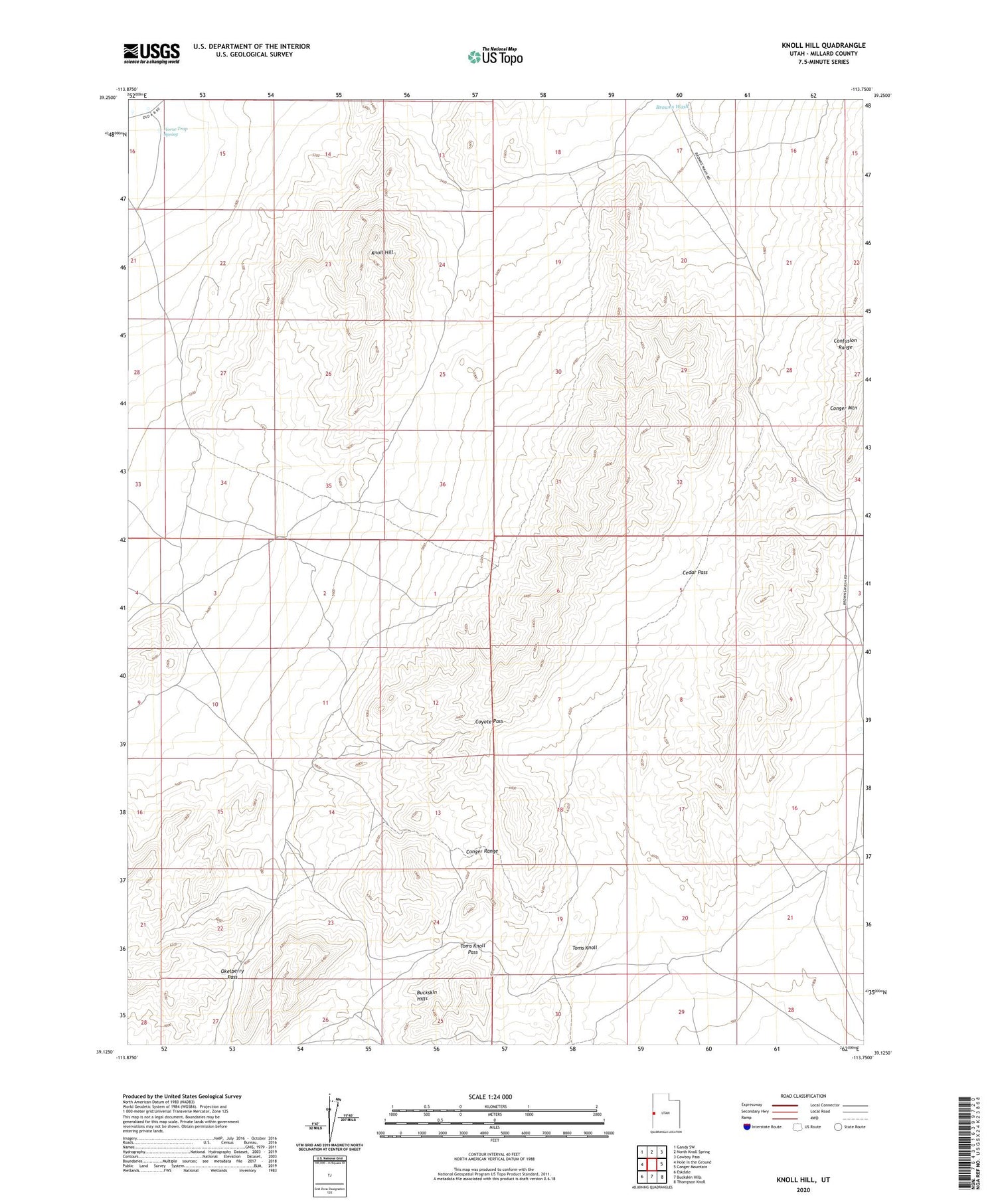 Knoll Hill Utah US Topo Map Image