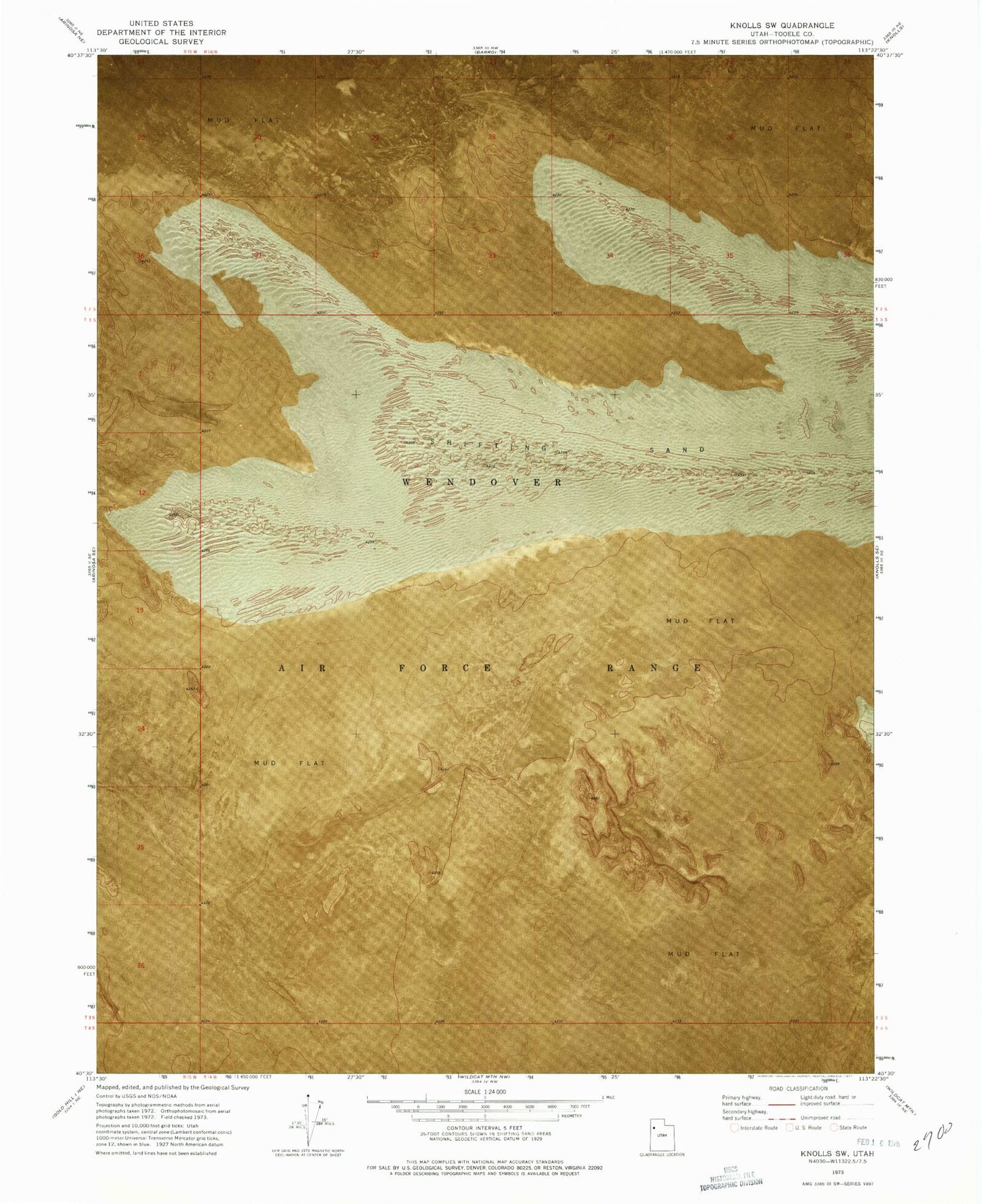 Classic USGS Knolls SW Utah 7.5'x7.5' Topo Map Image