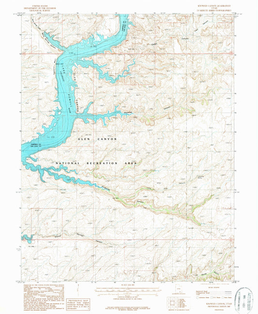 Classic USGS Knowles Canyon Utah 7.5'x7.5' Topo Map Image