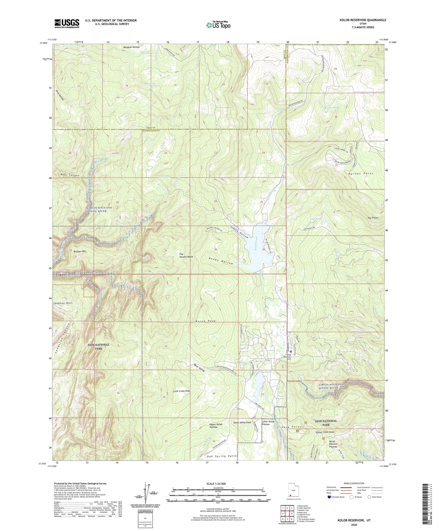 Kolob Reservoir Utah US Topo Map Image