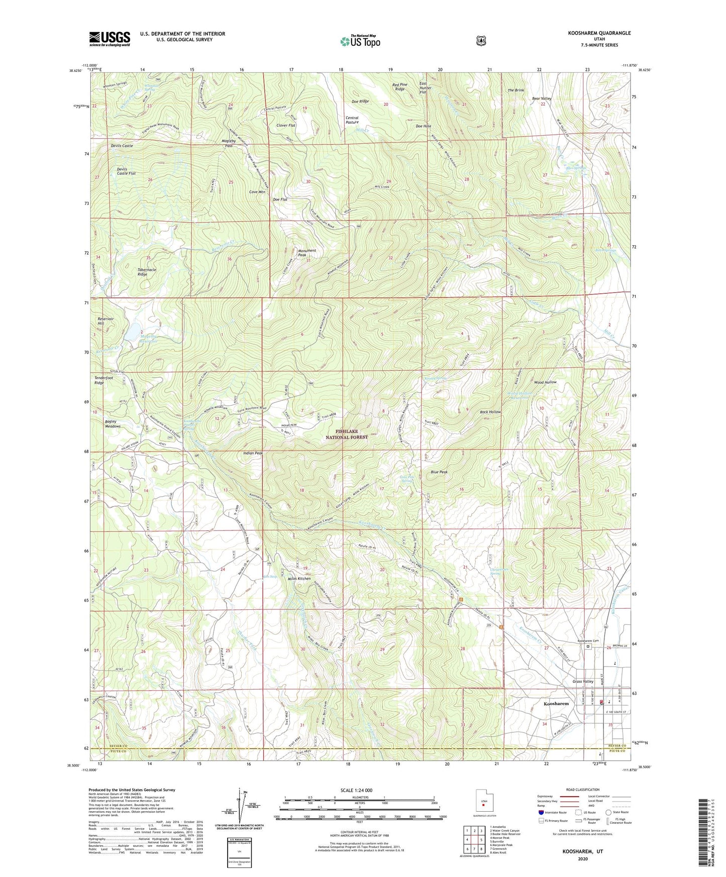 Koosharem Utah US Topo Map Image