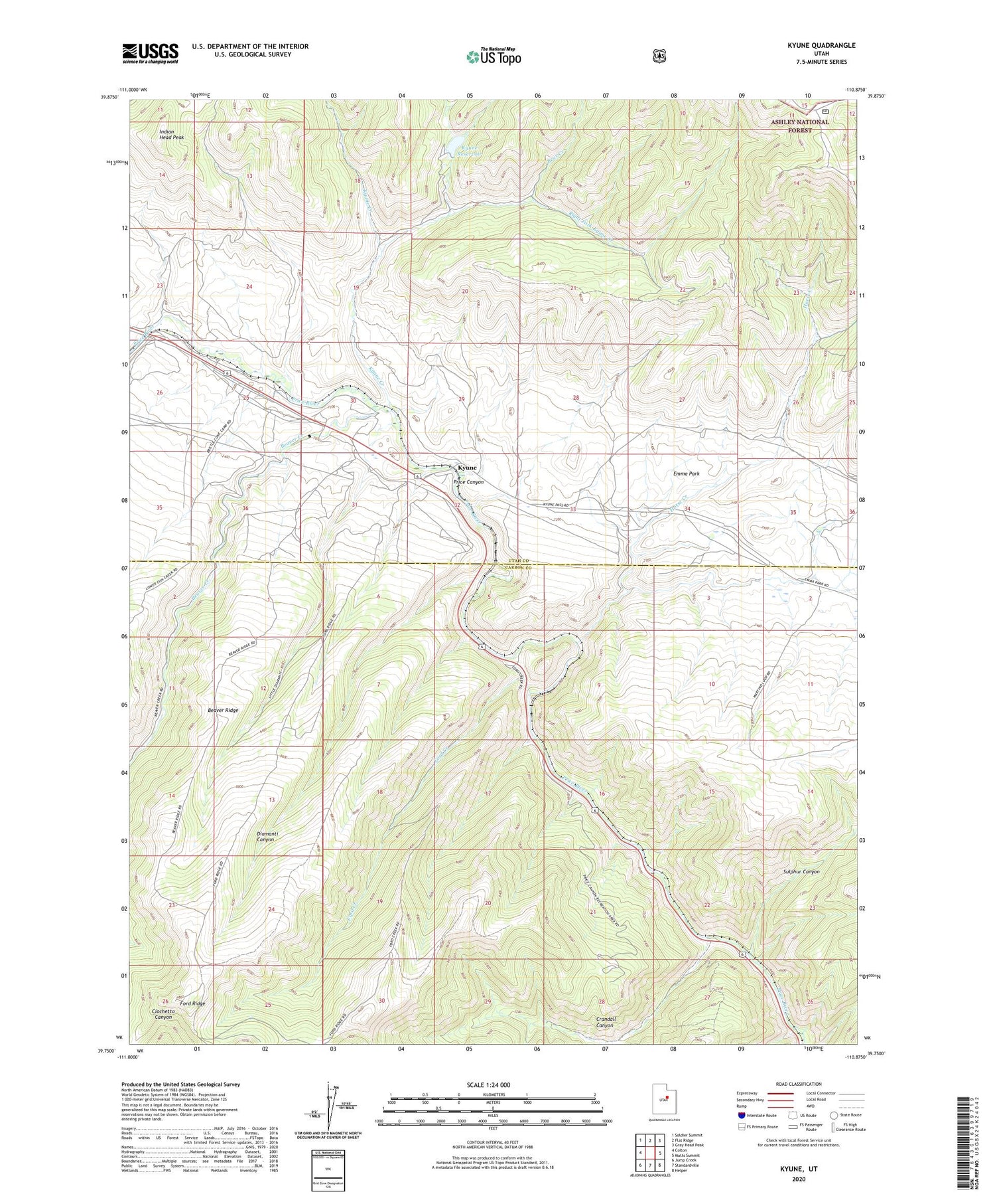 Kyune Utah US Topo Map Image