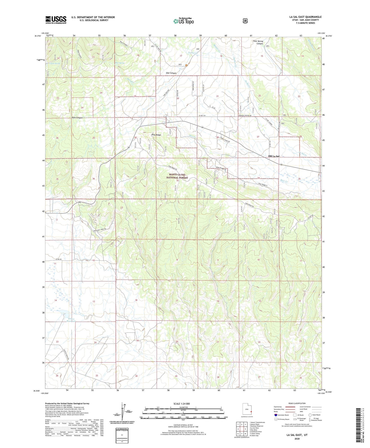 La Sal East Utah US Topo Map Image