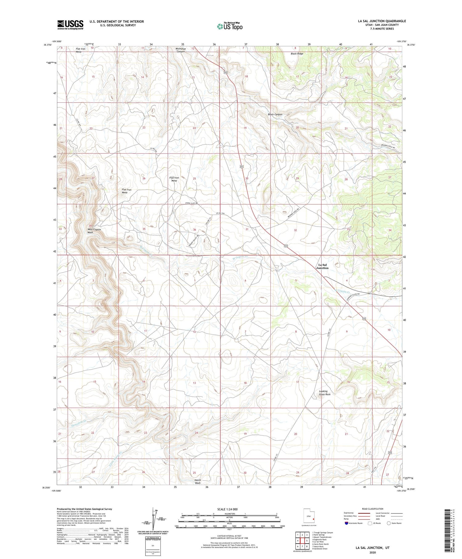 La Sal Junction Utah US Topo Map Image