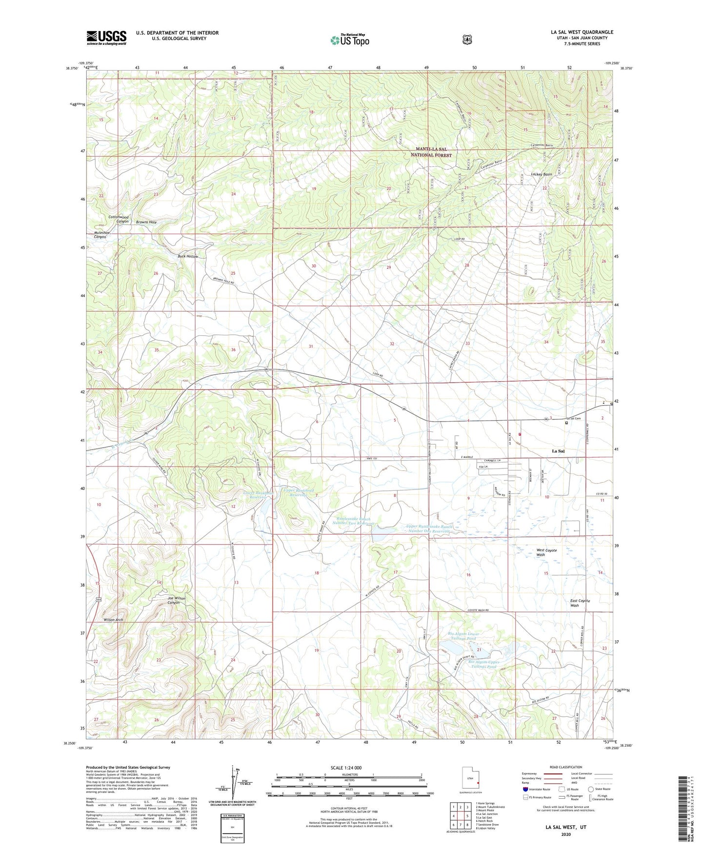 La Sal West Utah US Topo Map Image