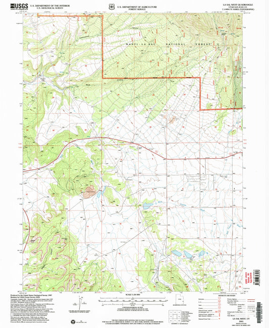 Classic USGS La Sal West Utah 7.5'x7.5' Topo Map Image