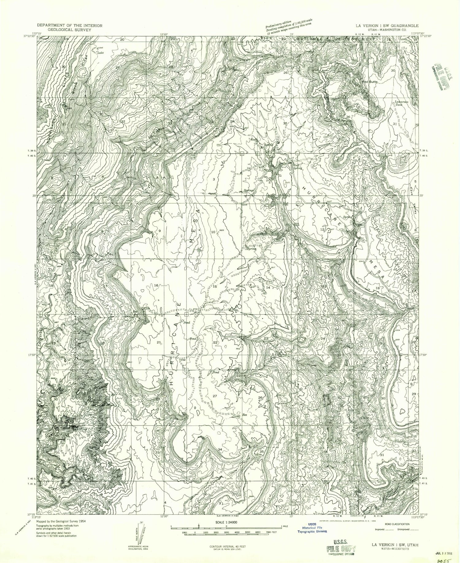 Classic USGS Smith Mesa Utah 7.5'x7.5' Topo Map Image