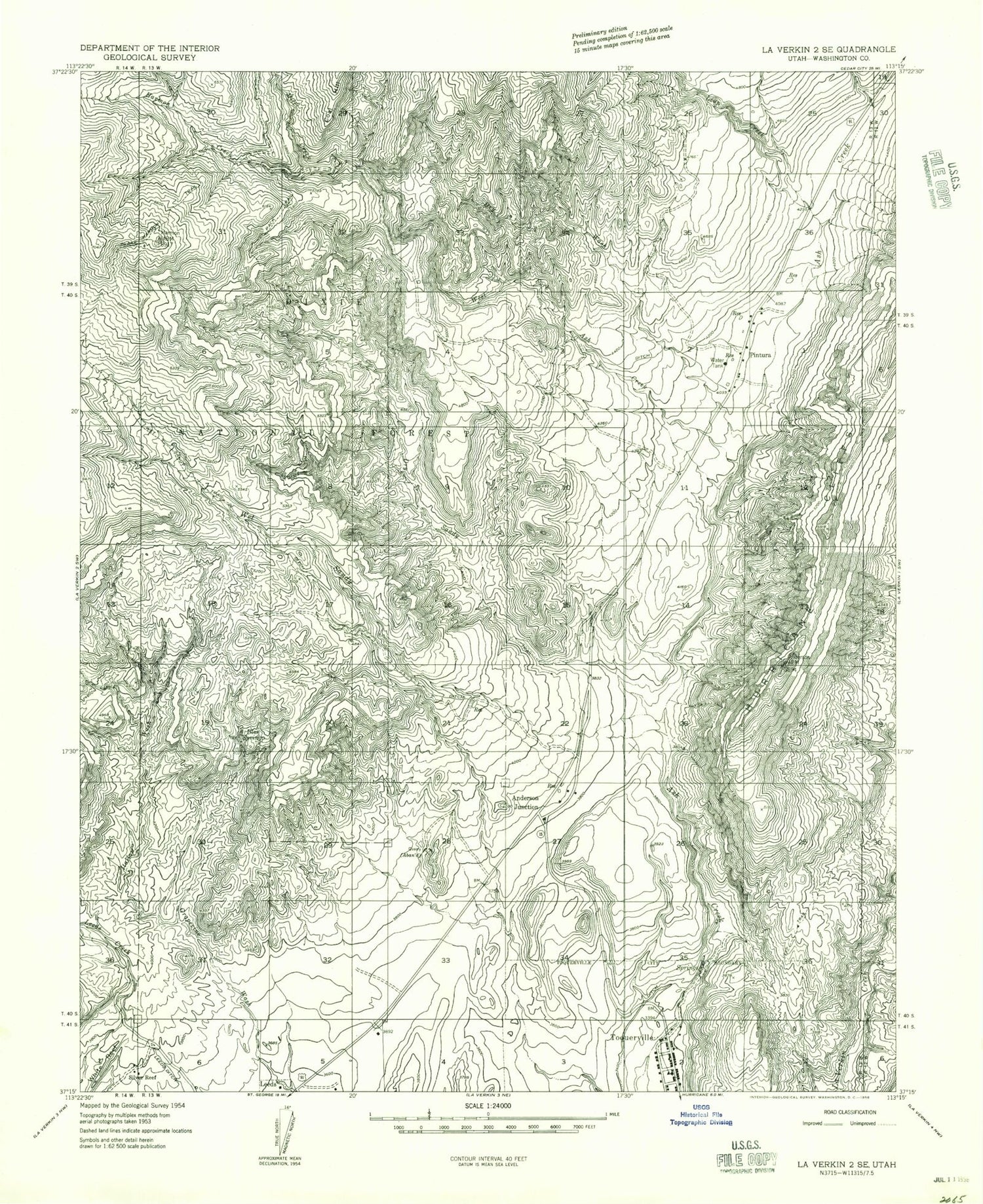 Classic USGS Pintura Utah 7.5'x7.5' Topo Map Image