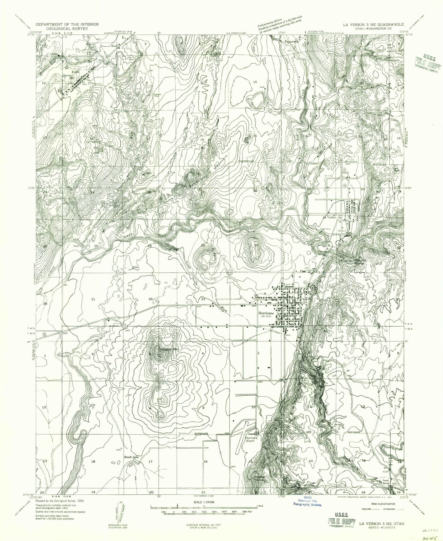 Classic USGS Hurricane Utah 7.5'x7.5' Topo Map Image