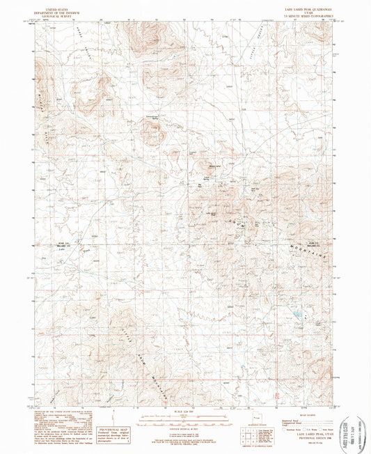 Classic USGS Lady Laird Peak Utah 7.5'x7.5' Topo Map Image