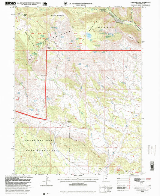 Classic USGS Lake Mountain Utah 7.5'x7.5' Topo Map Image