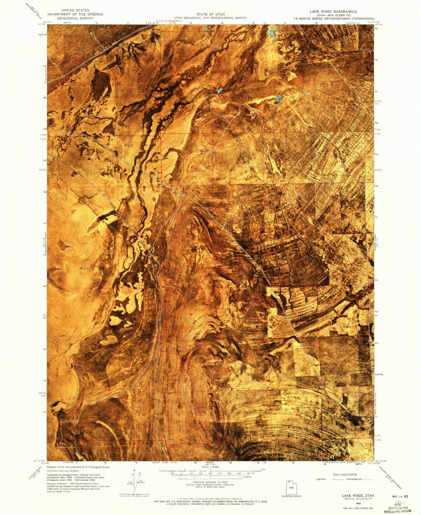 Classic USGS Lake Ridge Utah 7.5'x7.5' Topo Map Image