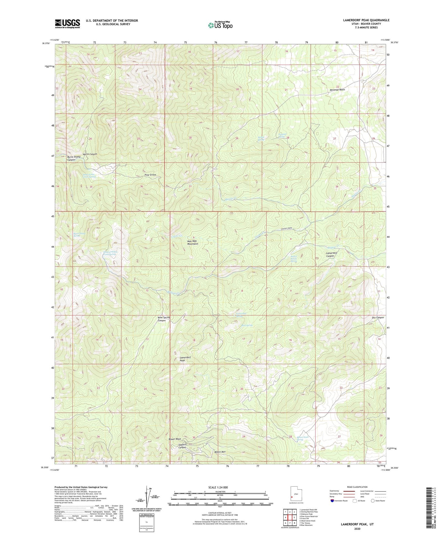 Lamerdorf Peak Utah US Topo Map Image