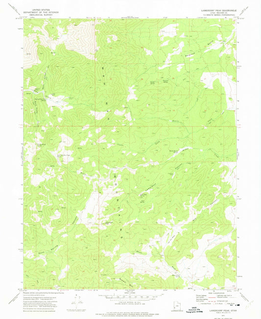 Classic USGS Lamerdorf Peak Utah 7.5'x7.5' Topo Map Image