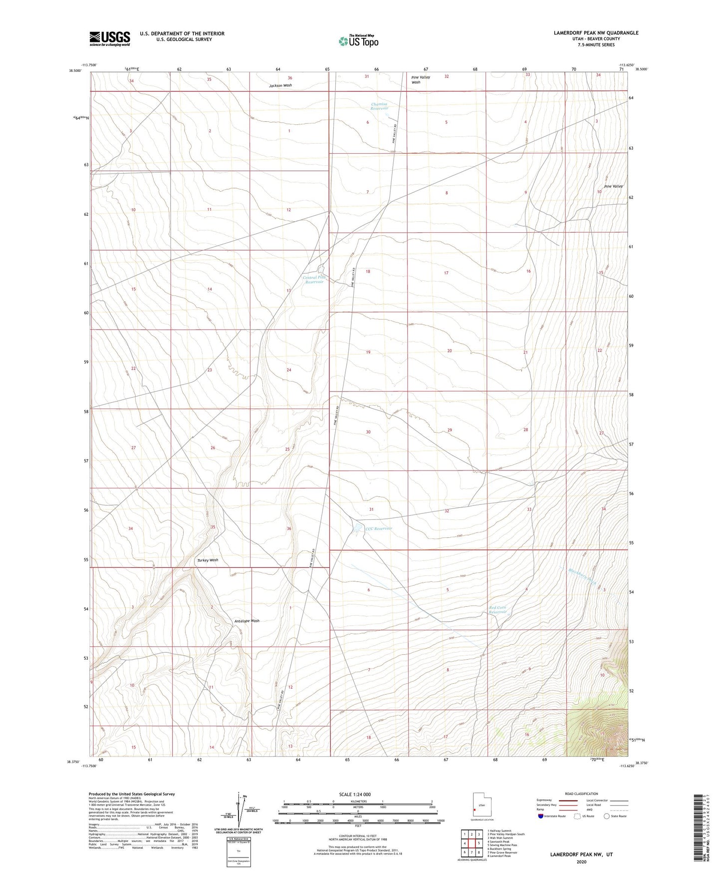 Lamerdorf Peak NW Utah US Topo Map Image