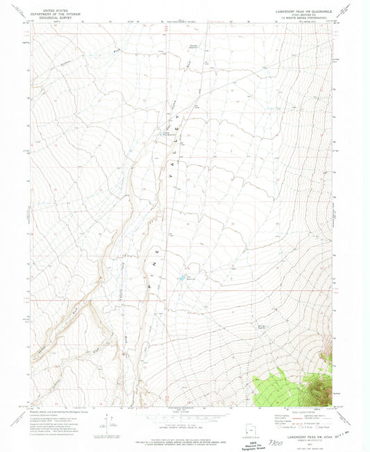 Classic USGS Lamerdorf Peak NW Utah 7.5'x7.5' Topo Map Image