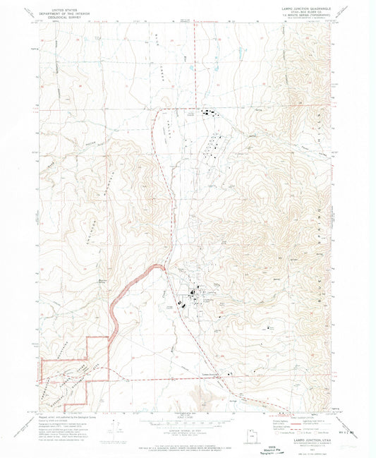 Classic USGS Lampo Junction Utah 7.5'x7.5' Topo Map Image