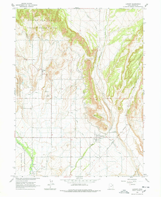 Classic USGS Lapoint Utah 7.5'x7.5' Topo Map Image