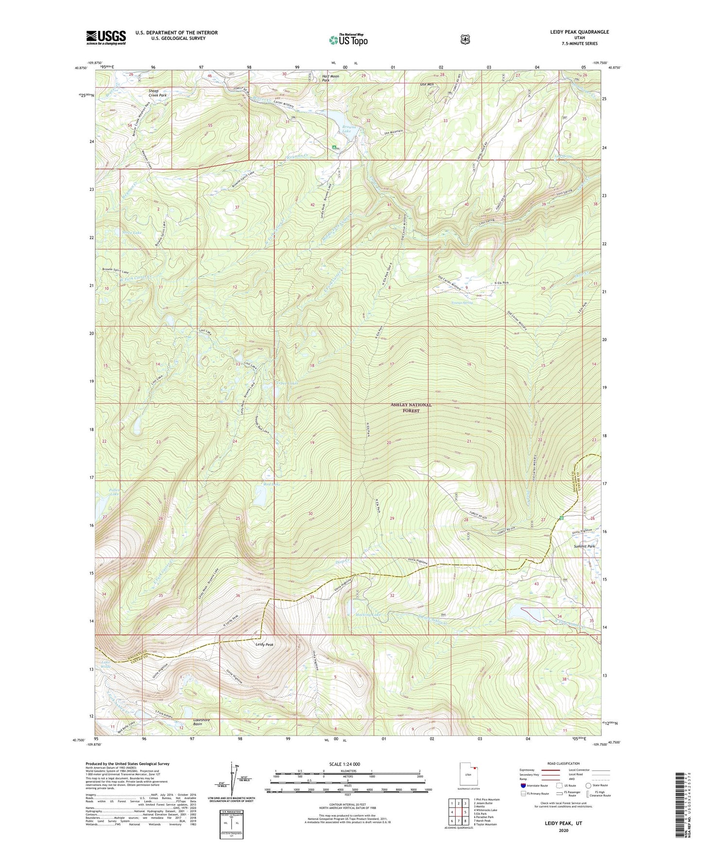 Leidy Peak Utah US Topo Map Image