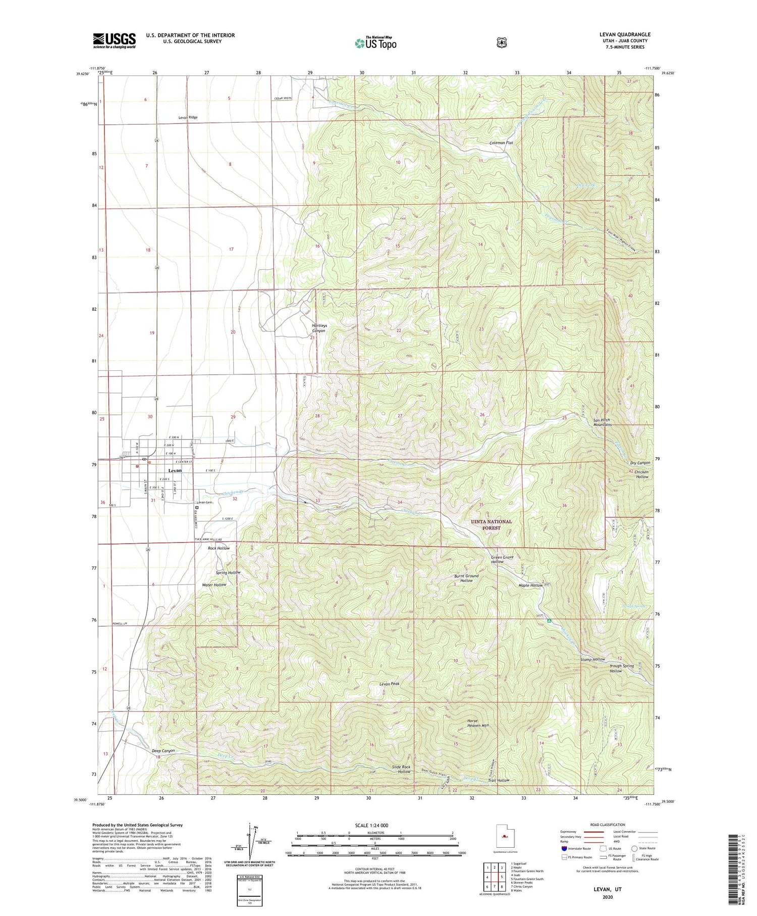 Levan Utah US Topo Map Image