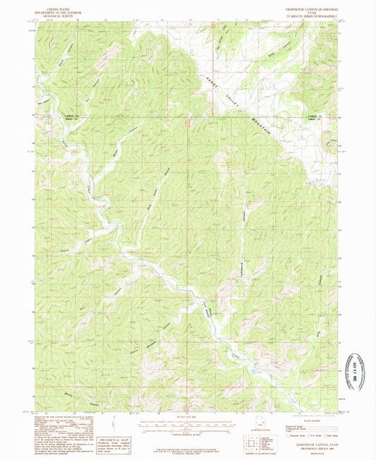 Classic USGS Lighthouse Canyon Utah 7.5'x7.5' Topo Map Image