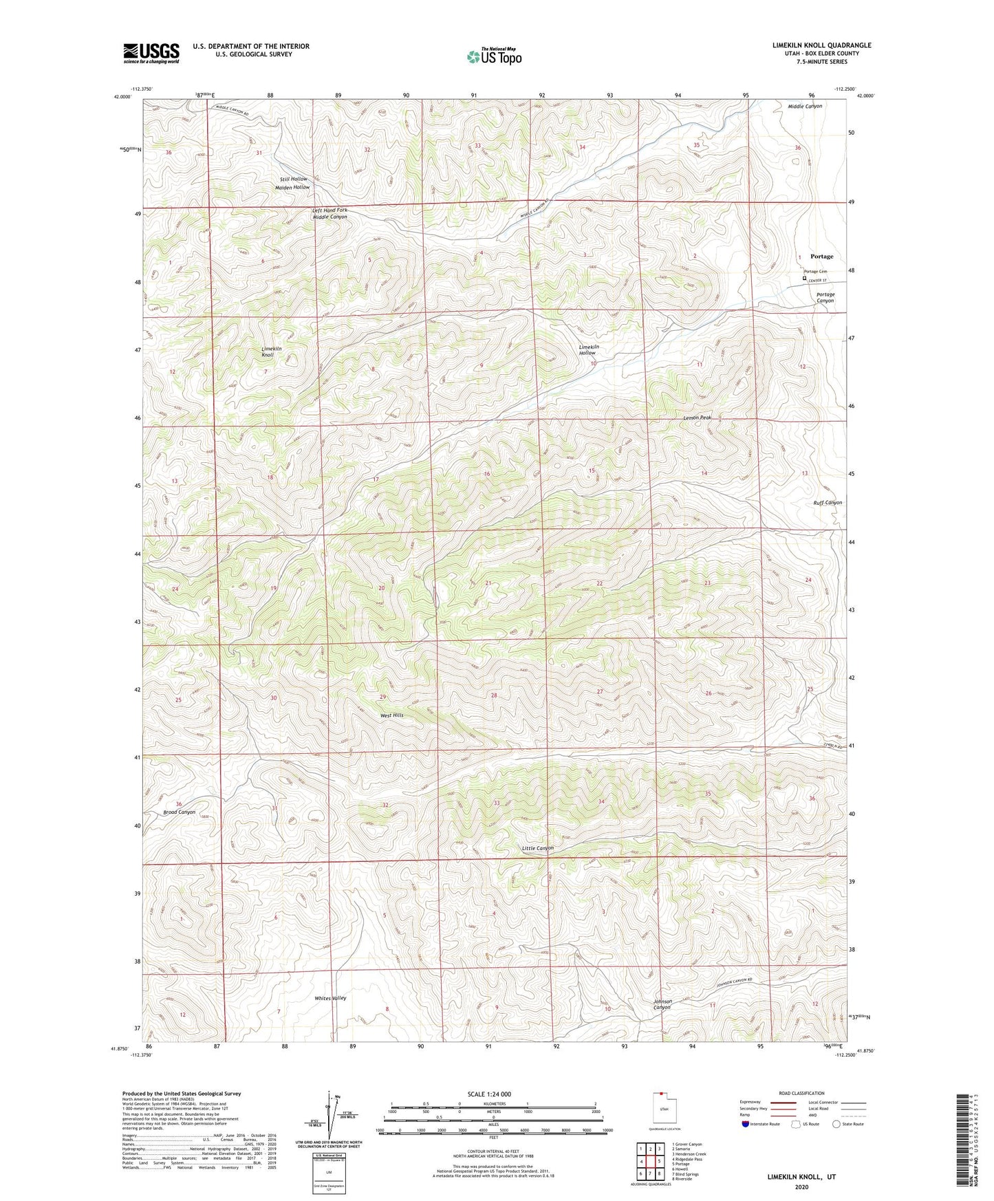 Limekiln Knoll Utah US Topo Map Image