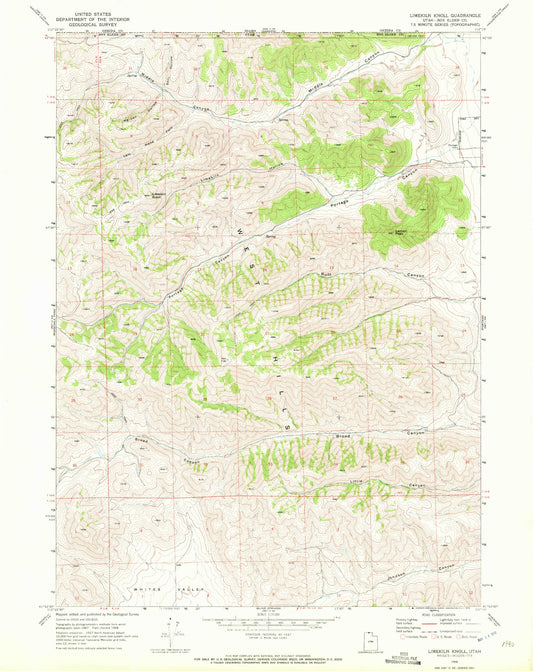 USGS Classic Limekiln Knoll Utah 7.5'x7.5' Topo Map Image
