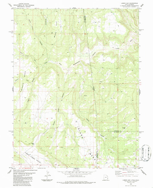 Classic USGS Lisbon Gap Utah 7.5'x7.5' Topo Map Image