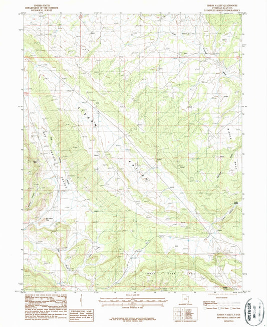 Classic USGS Lisbon Valley Utah 7.5'x7.5' Topo Map Image