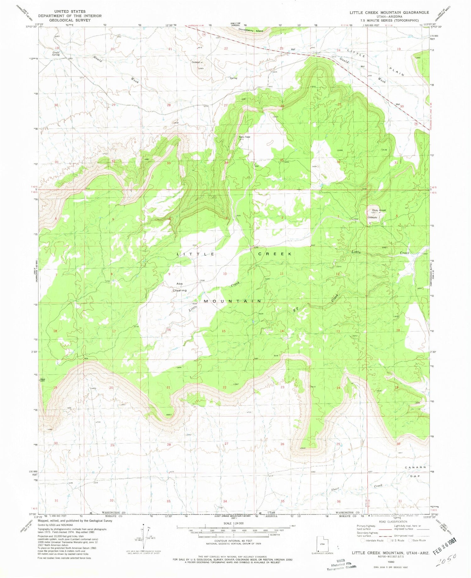Classic USGS Little Creek Mountain Utah 7.5'x7.5' Topo Map Image