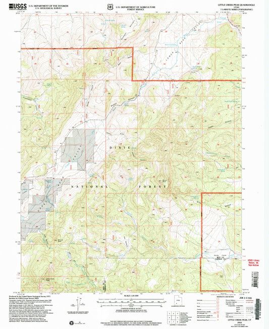 Classic USGS Little Creek Peak Utah 7.5'x7.5' Topo Map Image