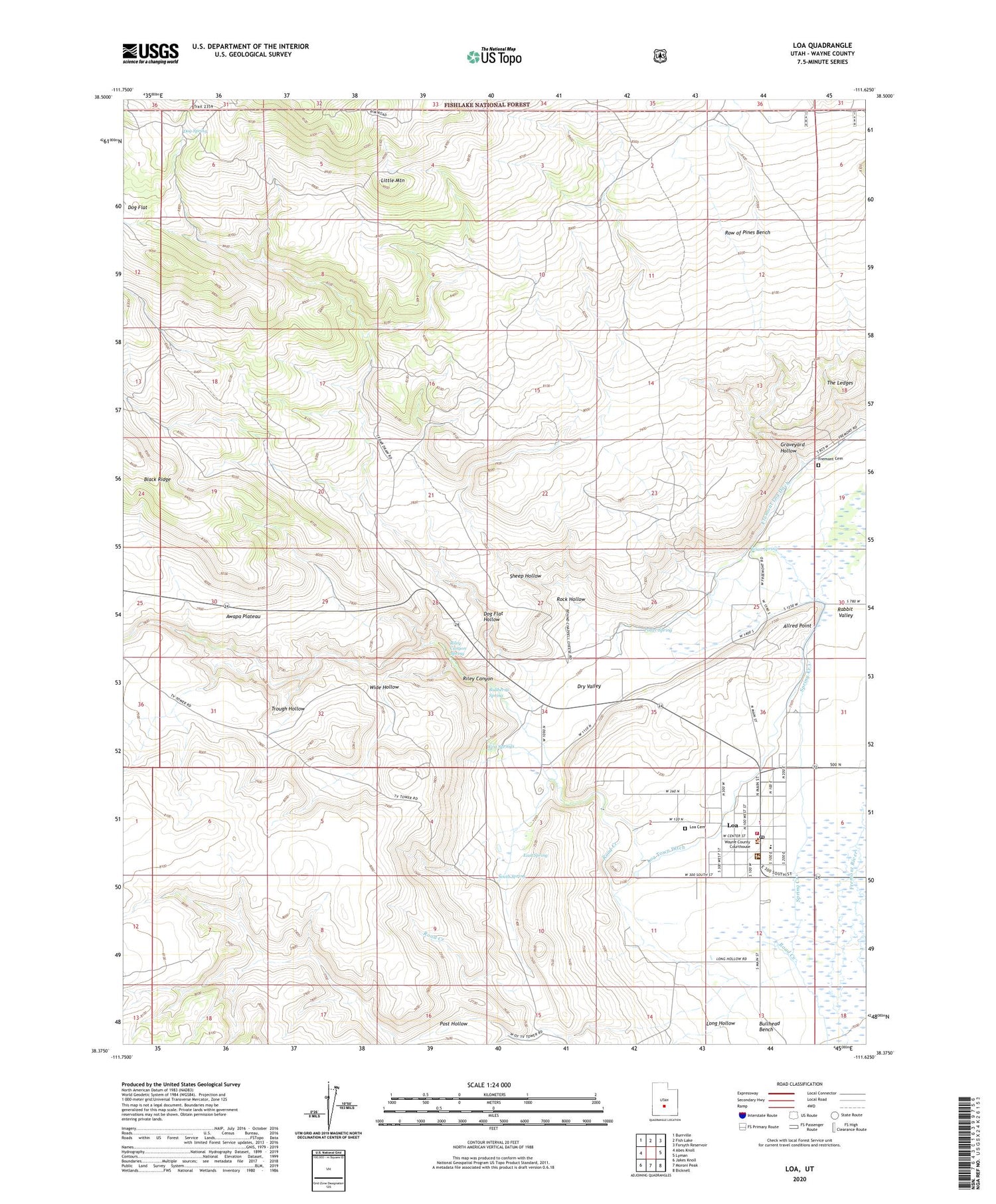 Loa Utah US Topo Map Image